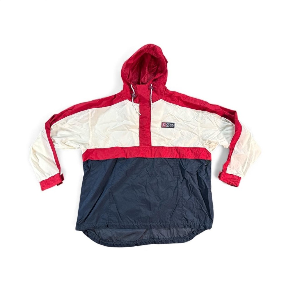 Vintage Chaps Ralph‎ Lauren Jacket Mens XL Red White Blue USA Flag Pullover 90s